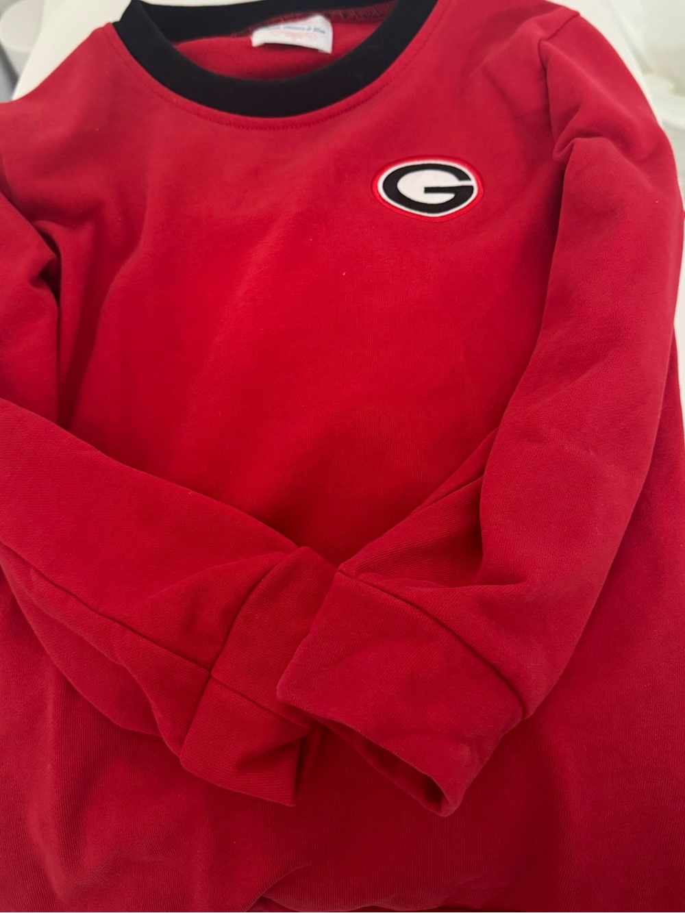 Red Kid's Crewneck Sweater with Black Trim and 'G' Logo NWOT